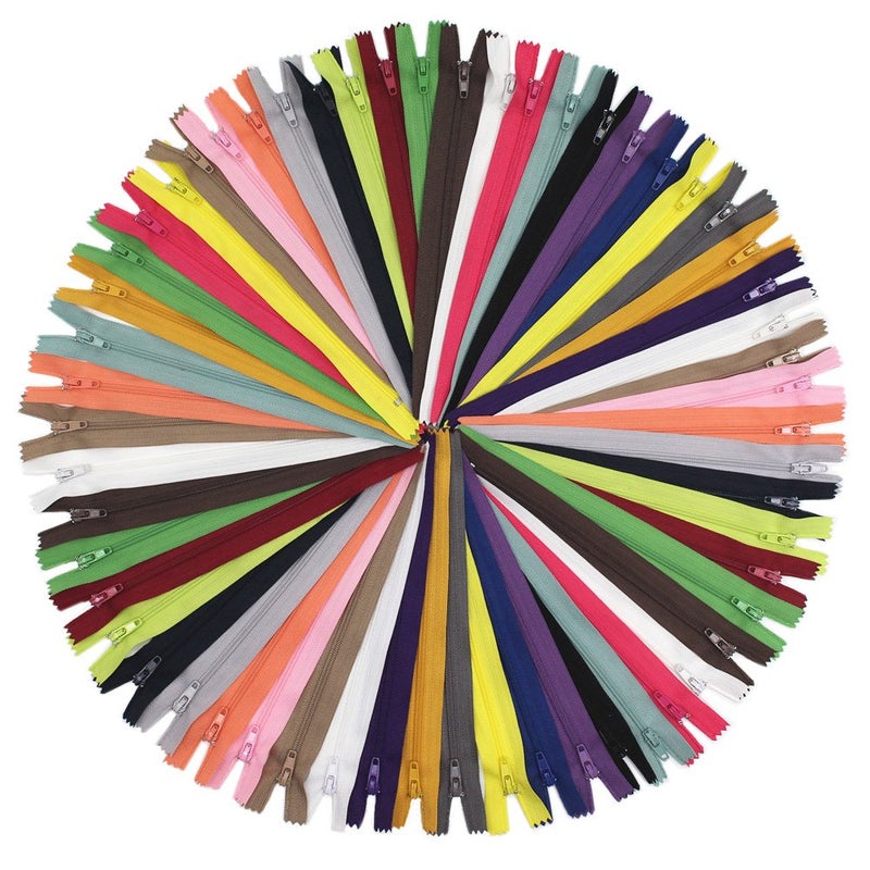 YaHoGa 60pcs 18 Inch (45cm) Nylon Coil Zippers for Sewing Crafts Tailor Nylon Zippers Bulk 20 Colors (18" 60pcs) - Image 1